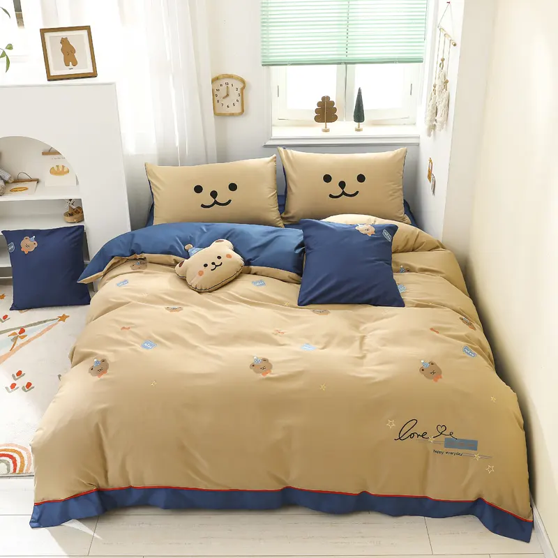Cotton King Size Linen Bedsheets Children Cover Bed Sheet Toddler Bedding Set