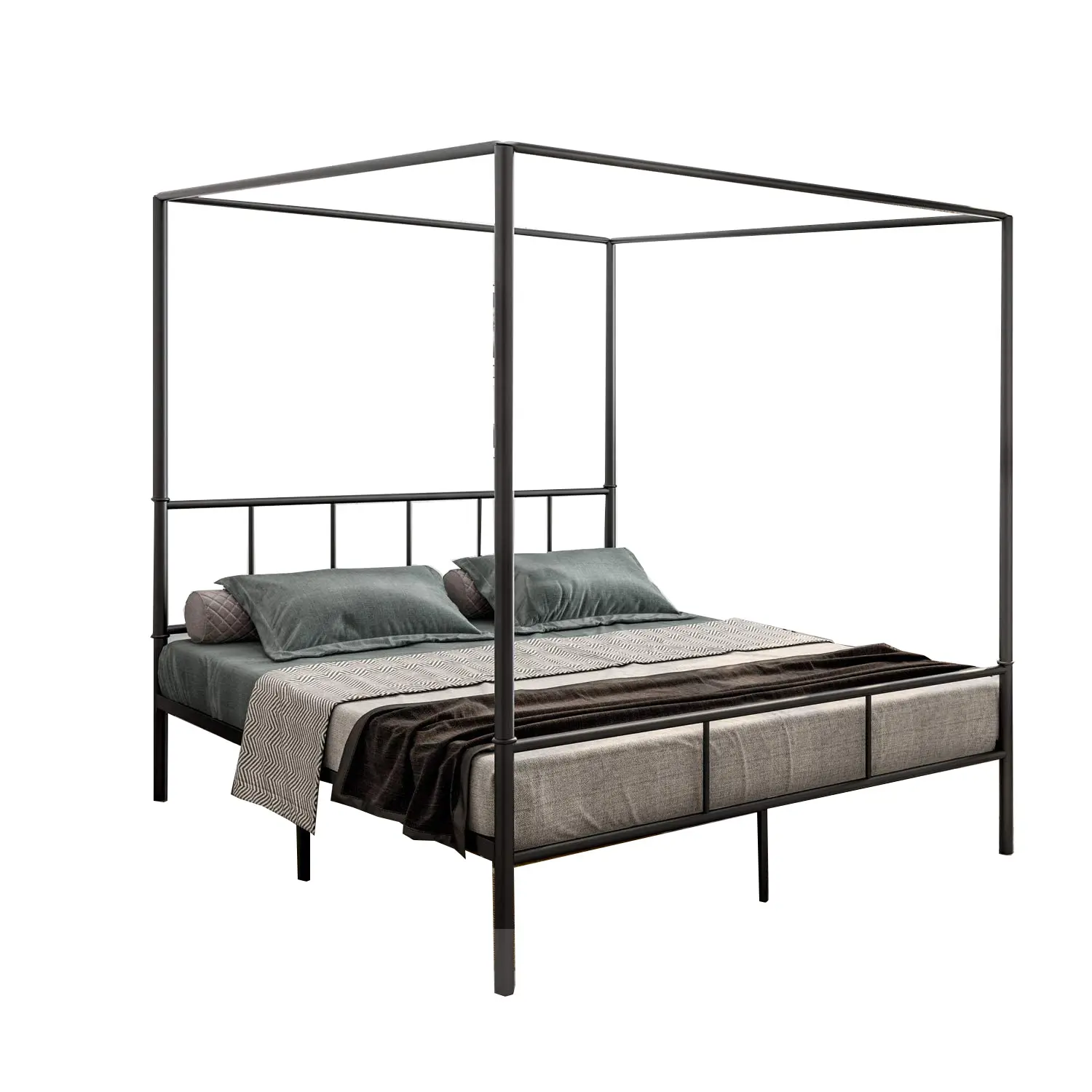Marco de cama de metal de diseño moderno, OEM ODM, tamaño king y queen, dosel, precio de fábrica