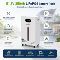 Batería LiFePO4 de 51.2V 350Ah 17.92kWh al por mayor, carga de 100A, salida de 125A, 3000 ciclos, BMS, almacenamiento solar para el hogar