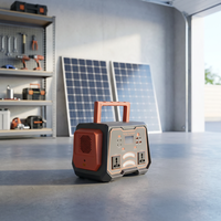 YCheng Panneau solaire portable avec poignée, alimentation CA, onduleur PWM 300W, lampe torche à onde sinusoïdale pure, batterie LiFePO4, interface USB