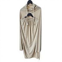 Ensemble de prière de voyage mini kaki haut de gamme en tissu parachute imperméable, robe mukena musulmane avec pochette compacte, prix de gros