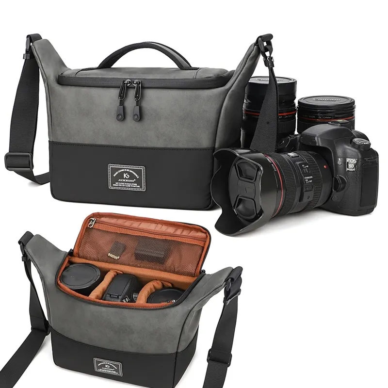 Best Selling PU Leather Wear-resistant Shoulder Cross-body Bag SLR Camera Bag Lens Storage Bag