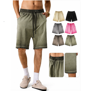 Pantalones cortos casuales de hombre 2026 con efecto lavado y dobladillo invertido, estilo europeo y americano, pantalones deportivos holgados de marca de moda - Product Image 1