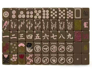 En Stock: Juego de Mahjong Americano de Acrílico Laminado con Patrón Floral, 160 Piezas Completas, Incluye Joker, Patas Plegables, para 4 Jugadores - Product Image 6