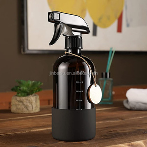 ขวดสเปรย์แก้วสีเหลืองอำพันทรงกลมใสขนาด250มล. 500มล. พร้อมปั๊มและปลอกซิลิโคนสำหรับครีมดูแลผิว - Product Image 4