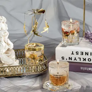 זכוכית צנצנת בית ריחני ג 'לי נר שקוף השתמר פרחים שעווה דקורטיבי נרות הענקת מתנות ג' לי בצורת נרות