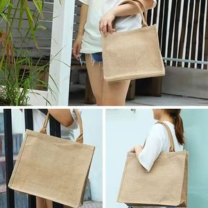 Sac de courses réutilisable personnalisé, respectueux de l'environnement, en jute - Product Image 5