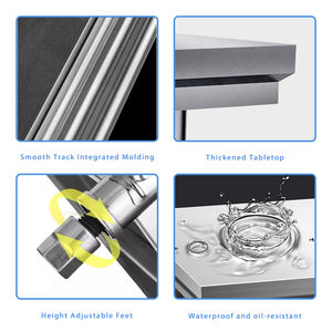 ตู้ครัวสแตนเลส304พร้อมประกอบสไตล์โมเดิร์นพร้อมฐานอ่างล้างจานสำหรับใช้ในเชิงพาณิชย์ที่บ้าน - Product Image 6