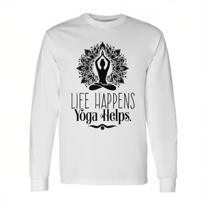 Camiseta de manga larga con diseño motivacional: La vida sucede, el yoga ayuda - Product Image 2