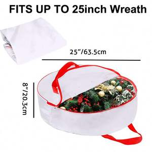 Grand sac de rangement pour couronne de Noël, pliable, organisateur suspendu avec insert en papier cartonné pour la maison, le garage, le bureau, prêt à être expédié - Product Image 2