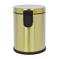 Poubelle à pédale HANGSHAU brevetée série ASIM 5L au design rond classique en laiton brossé doré pour la maison salon salle de bain