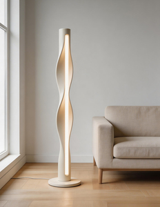 Lámpara de Pie Moderna con Base Retorcida, Pantalla de Plástico Blanca, Altura Ajustable, Control Táctil, Luz LED Cálida, Diseño Contemporáneo, Tamaño Grande - Product Image 3