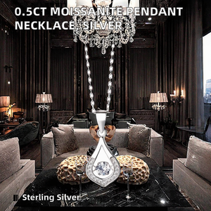 Solitaire Moissanite Pendant Necklace Women 925 Sterling Silver Plated Romantic Third Party Certified Gifts Fine - Product Image 2