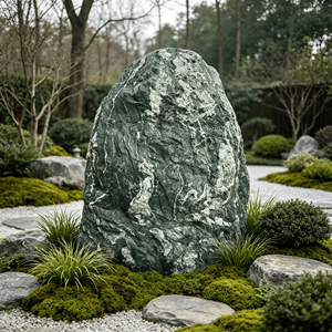 Pierre naturelle paysagère, roche décorative de jardin en granit vert, durable, pour aménagement vertical extérieur - Product Image 4