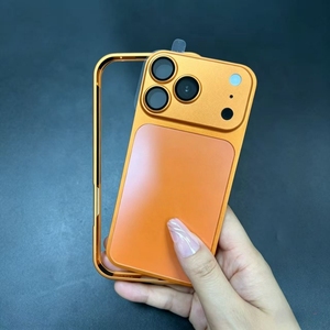 Coque de téléphone portable en métal avec cadre de couleur originale pour iPhone 16 15 14, convertible en coque 17 Pro Max, dos givré avec logo - Product Image 1