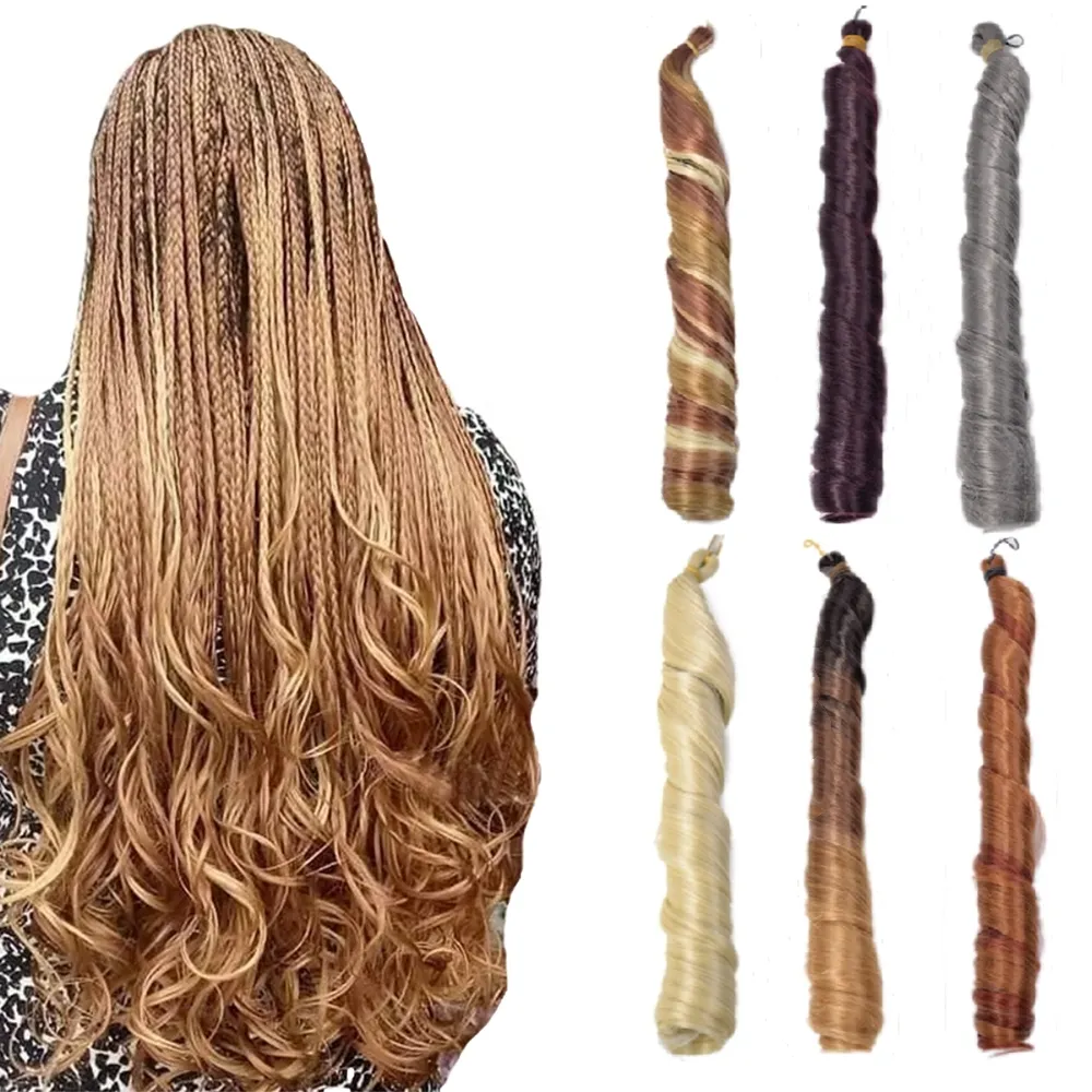 Cheap Customized French Curl Wave Silky Pony Style Curly Spiral Curl Attachments Synthetic Hair Extensions Crochet Hair Braids