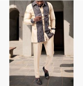 2025 nouvel ensemble pour hommes ethniques africains imprimé épissage <span class=keywords><strong>chemise</strong></span> et pantalon noir ensemble décontracté pour hommes - Product Image 5