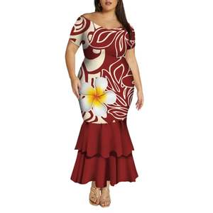 Robe de soirée sirène grande taille à imprimé floral profond, col en V, manches courtes, taille empire, coupe crayon, pour l'été - Product Image 1