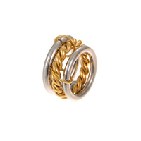Ensemble de bagues superposées multicolores en acier inoxydable plaqué or 18 carats pour femmes, style luxe léger européen et américain, audacieux