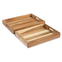 Plateaux de rangement en bois modernes avec poignées, design multifonctionnel, durables et faciles à nettoyer pour la cuisine et le salon