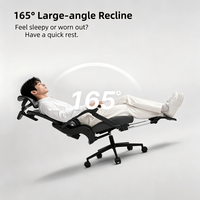 Chaise de bureau ergonomique pivotante en maille avec dossier haut, inclinaison à 165 degrés, support lombaire 3D et repose-pieds