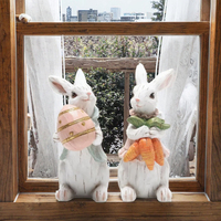 Sculpture en résine du Lapin de Pâques, artisanat de lapin inspiré de l'art, peint à la main, pour la décoration de salon, bibliothèque et bureau
