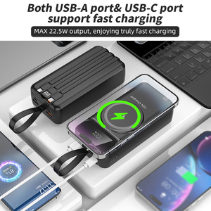 PD22.5W Fast <b>Charging</b> 30000mah Power Bank Built in 3 <b>Cable</b> Digital Display With Lanyard Wireless 15W Charge Powerbank - Product Image 4