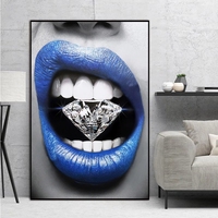 Peinture murale décorative abstraite moderne Graffiti Woman Lips, impression sur toile, vente en gros
