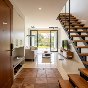 Villa africaine moderne à deux étages, conception architecturale avec <span class=keywords><strong>plan</strong></span> de l'étage à <span class=keywords><strong>3</strong></span> chambres et <span class=keywords><strong>garage</strong></span> attenant pour 2 <span class=keywords><strong>voitures</strong></span> - Product Image 3