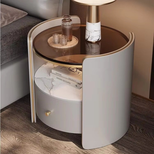 Table de <span class=keywords><strong>Chevet</strong></span> <span class=keywords><strong>Scandinave</strong></span> Moderne Simple de Luxe, Meuble de Rangement en Bois Massif et Panneau Rocher pour Chambre à Coucher - Product Image 5