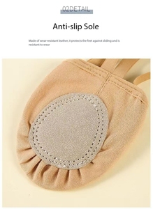 รองเท้าบัลเลต์แบบครึ่งพื้นสีน้ำตาล รองเท้าสำหรับยิมนาสติกลีลา รองเท้าผ้าใบสำหรับผู้หญิงและผู้ชาย รองเท้าเต้นรำแบบสวมสำหรับการเต้นร่วมสมัย - Product Image 5