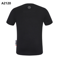 Nouveau T-shirt d'été PLEIN pour homme, manches courtes, pur coton, coupe ajustée, col rond, strass de haute qualité, motif ours, 2120