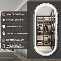 Miroir de salle de bain intelligent ovale sans cadre CF BLM1009, luxueux, éclairé, mural, anti-buée, avec écran tactile et lumière LED