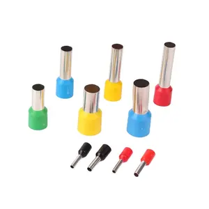 Wenzhou Manufacturing E2508 Tube Pre-insulated Din Type Copper Connecting Tube Lug End tubular Crimp Terminal Brass Connector