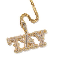 Collier Hip Hop personnalisé Qiuhan à assembler soi-même, entièrement serti de diamants, épines, cube de sucre, lettre initiale, chaîne personnalisée, bijoux scintillants