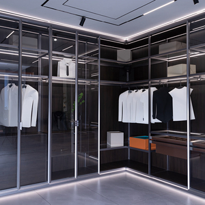 Armadio Angolare a <span class=keywords><strong>L</strong></span> Moderno di Lusso con Ante in Vetro e Combinazione di Armadietti per Ripostiglio - Product Image 3