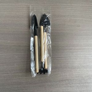 Mini Gardening Tool Set With Wooden Handles Three Piece For Home Garden Planting And Flower Care Lightweight Metal Tools - Product Image 2