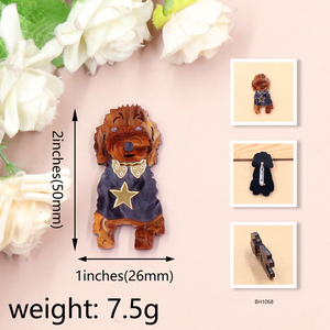 カスタムメイドの銀メッキ漫画風ファッションアクリルブローチ、安全バックル付き、子供の結婚式の贈り物に - Product Image 2