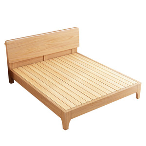 Cama doble de madera maciza de fresno de 1.8 m, estilo nórdico japonés, tipo plataforma, para uso doméstico o de alquiler. - Product Image 5