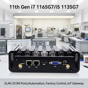 PC Industrial sin Ventilador de 11.ª Generación, Doble LAN, Doble Puerto Serie RS232 COM, RAM DDR4, Mini Computadora Integrada, Gateway de Automatización IPC - Product Image 1