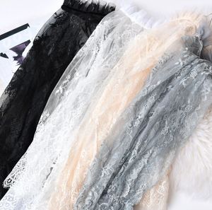 Chemisier en crochet à manches longues pour femmes <span class=keywords><strong>haut</strong></span> <span class=keywords><strong>transparent</strong></span> à volants en dentelle noire hauts d'été sexy pour le printemps et l'automne - Product Image 4