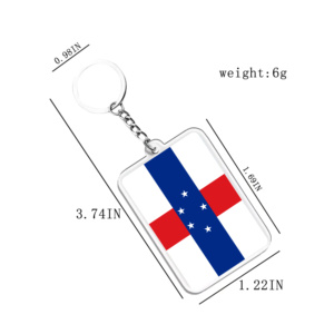 Acrylic Keychains & Pendants Light Keychains the Netherlands Antilles Flags Various Countries Accessories for Fans - Product Image 2