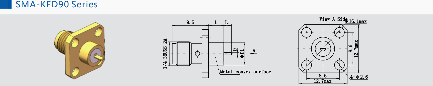 2-hole Manufacturers SMA Female 2-hole Flange RF Coaxial Connectors