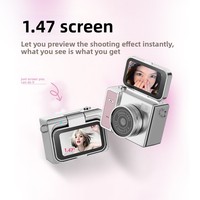 Mini caméra numérique Thumb certifiée KC, style rétro pour étudiants, capteur CMOS 5MP, avec clip corporel, lampe torche LED, photo/vidéo, petite, à clapet, compatible MicroSD