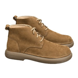 Genuine Leather Men's Ankle Boots <b>Round</b> <b>Toe</b> Flat <b>Heel</b> Soft Sole Martin Boot Style Solid Color Rubber Outsole - Product Image 5