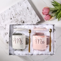 Tasse en céramique marbrée style nordique 400 ml, compatible lave-vaisselle, avec cuillère, cadeau de luxe pour anniversaire, mariage, Saint-Valentin, promotionnel pour entreprises