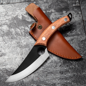 มีดแล่เนื้อแบบตีขึ้นรูปด้วยมือ พร้อมด้ามไม้ตามหลักสรีรศาสตร์ มีดเชฟสแตนเลสคุณภาพสูงสำหรับแคมป์ปิ้งและบาร์บีคิว - Product Image 4