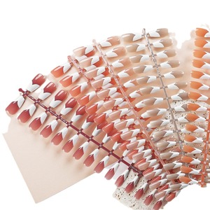 30 piezas personalizadas de <span class=keywords><strong>uñas</strong></span> usables con borde blanco en forma de corazón francés <span class=keywords><strong>Uñas</strong></span> artificiales medianas brillantes en forma de ballet - Product Image 4