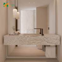 Lavabo sur pied en marbre blanc lilas moderne MTSTONE pour salon, appartement, villa, hôtel, salle de bain, hôpital, avec dessus de meuble en marbre