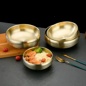 고품질 스테인리스 한국 작풍 황금 금속 서빙 그릇 고정되는 김치 접시 그릇